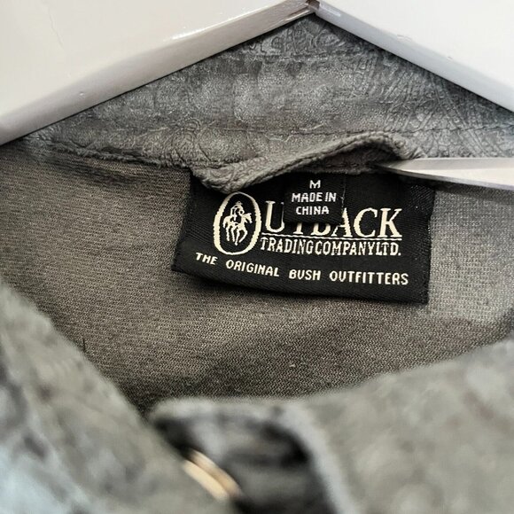 Outback Trading Company Western Faux Suede Paisley Snap Button Shirt Medium New - Picture 4 of 9